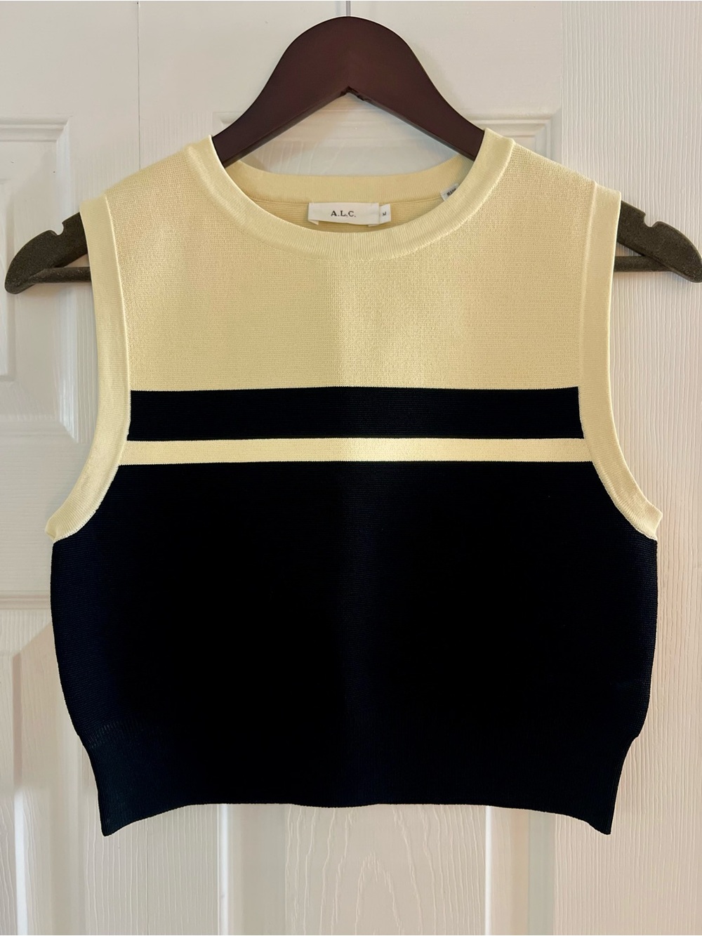 A.L.C. Black and Shell Yellow Sleeveless Knit Top